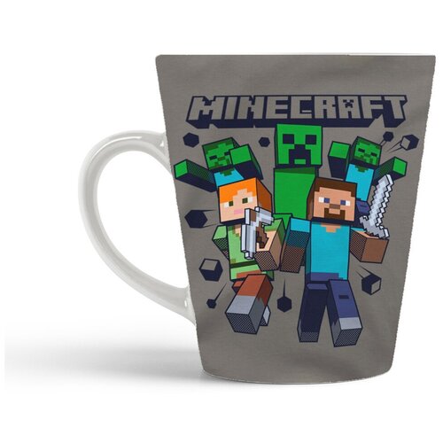 фото Кружка-латте coolpodarok майнкрафт minecraft (серый фон)