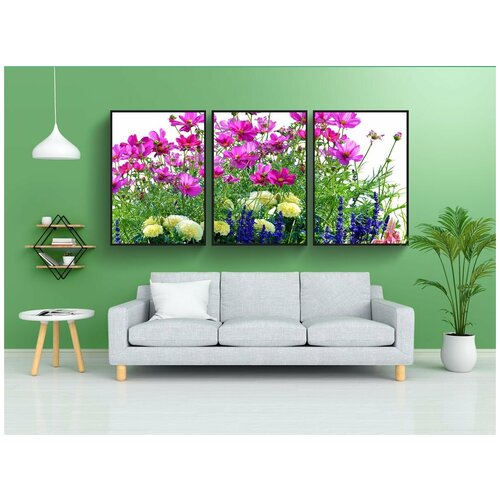 фото Набор модулных постеров для интерьера "цветочный луг, луг, природа" 60x90 см. в тубусе, без рамки lotsprints