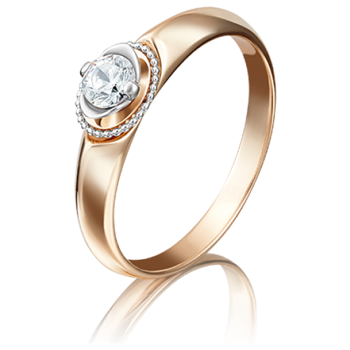 PLATINA jewelry Кольцо из красного золота с Swarovski Zirconia 01-5132-00-501-1110-38, размер 16