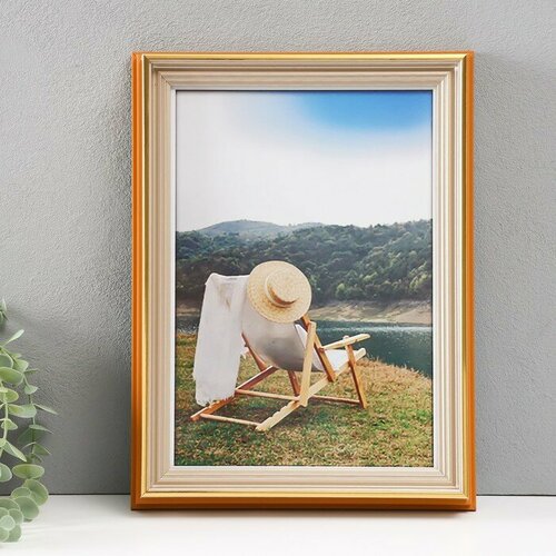 SUI Фоторамка пластик формат А4 Стилиани бежевая с золотой обводкой 48х26х345 см 1875₽