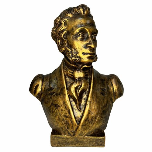 Бюст Пушкина А. С, полистоун; фигура декоративная(цвет бронза), L-21см H-25 см W-10см