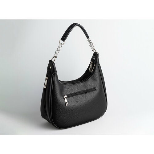 Сумка хобо , фактура гладкая, черный