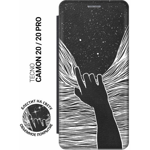 фото Чехол-книжка на tecno camon 20 / 20 pro / техно камон 20 / 20 про с рисунком "рука и нити" черный slvgo