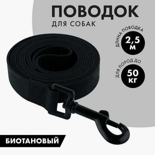 Поводок биотановый 2,5м х 20 мм, чёрный велопокрышка 10 x 2 125 hota a 1031 black 10 2 125 390 г