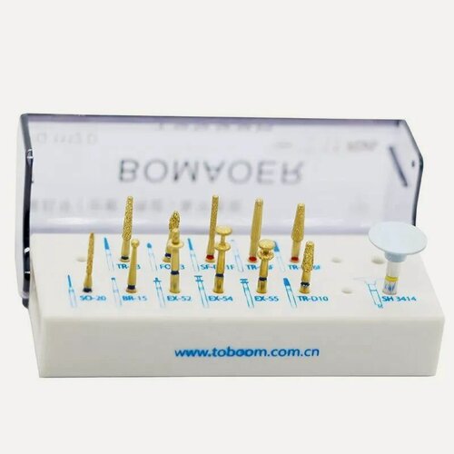 Изображение товара Набор турбинных боров Toboom для препарирования зубов под керамические и циркониевые коронки 1112. 12шт/уп от Incidental , Инсидентал .