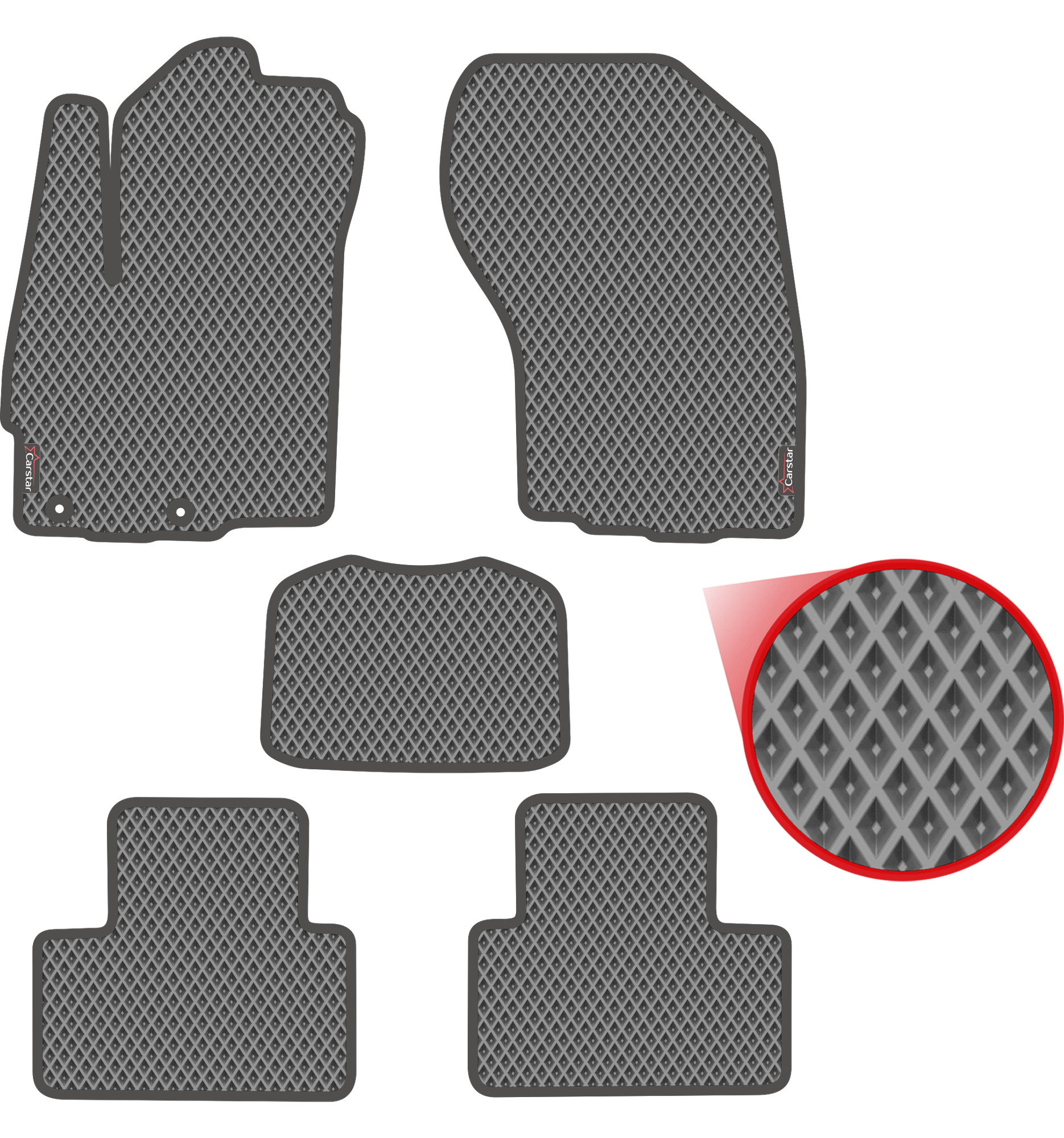 Автомобильные коврики EVA для Mitsubishi ASX (2010-н/в), чёрные с чёрным кантом, ячейка - ромб