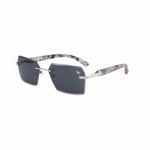Солнцезащитные очки BELVOIR&CO Kennedy White Marble Silver |  Black, серый