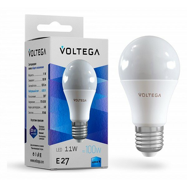 Лампа светодиодная Voltega Simple E27 220В 11Вт 4000K 5738