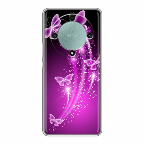 Дизайнерский силиконовый чехол для Хонор Х9а / Huawei Honor X9a Бабочки фиолетовые силиконовый чехол на honor x9a хонор х9а кот призыватель погоды