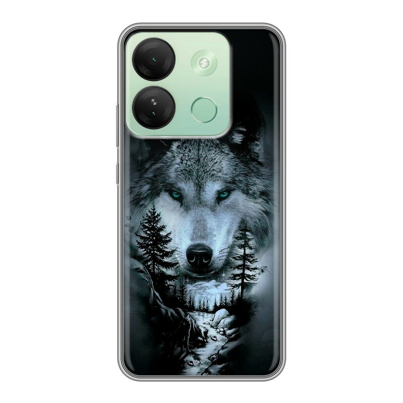 Дизайнерский силиконовый чехол для Инфиникс Смарт 7 ХД / Infinix Smart 7 HD Лесной волк