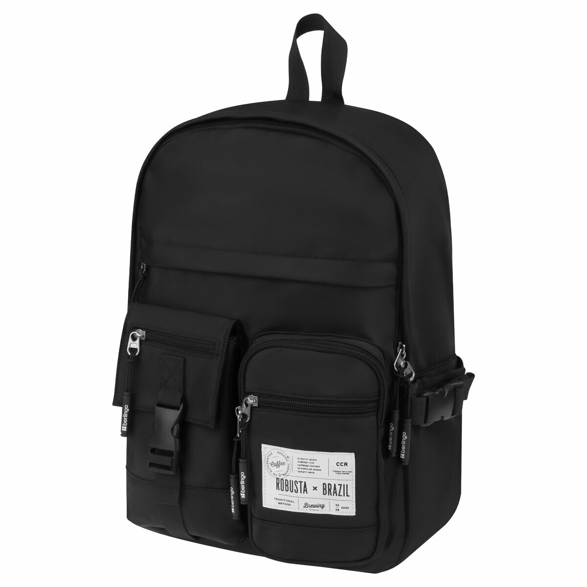 Рюкзак Berlingo Tasty «Black rubusta», 40×28×15см, 1 отделение, 7 карманов, уплотненная спинка