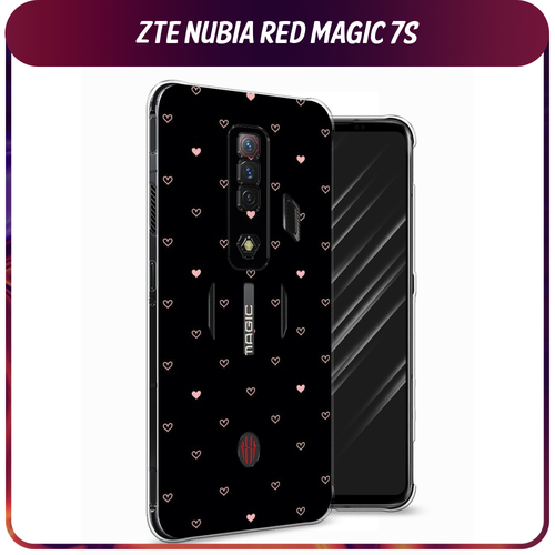 Силиконовый чехол на ZTE Nubia Red Magic 7S / ЗТЕ Нубиа Ред Меджик 7S Чехол с сердечками гидрогелевая противоударная защитная пленка для zte nubia red magic 7s зте нубиа ред меджик 7s