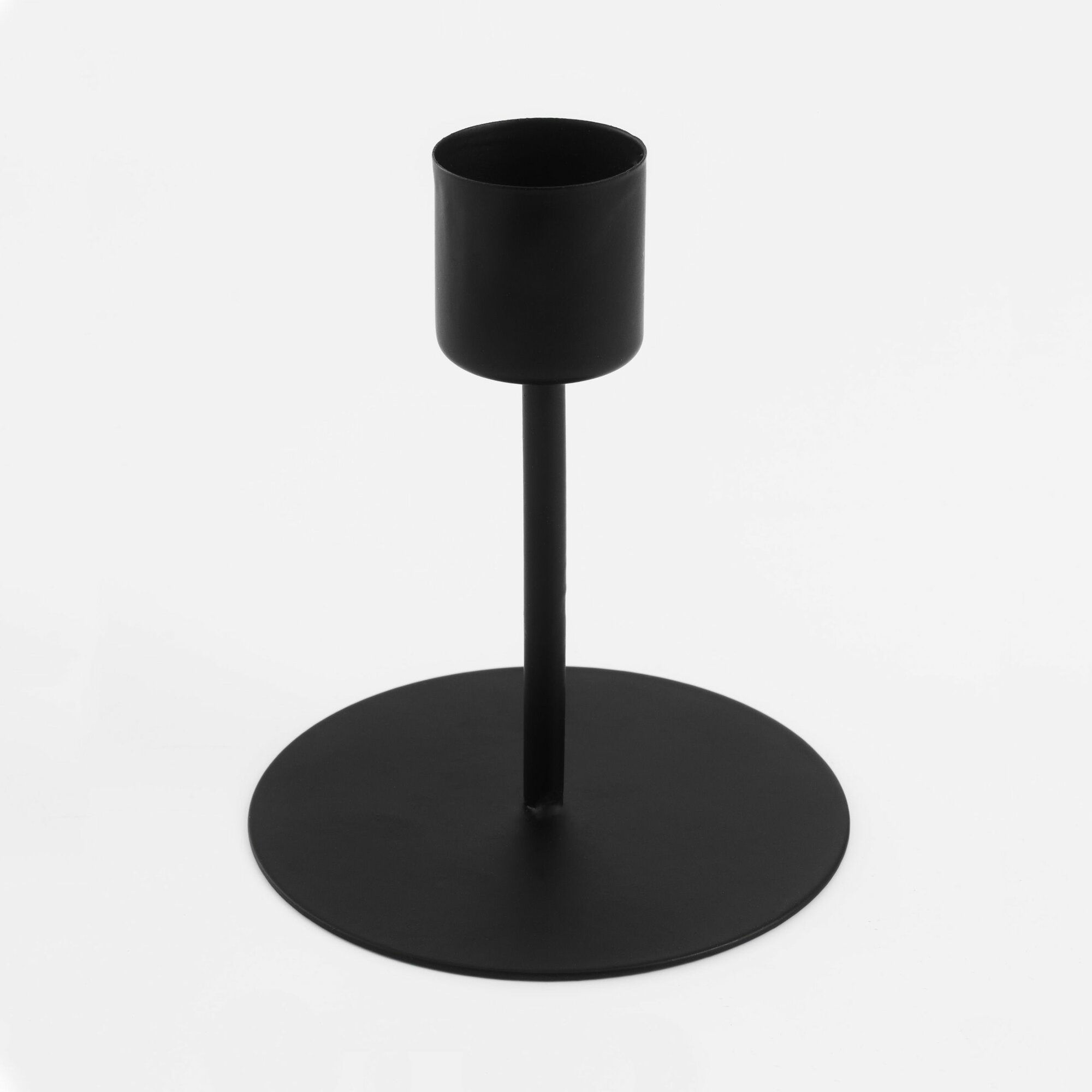 фото Подсвечник, 10 см, для тонкой свечи, на ножке, металл, черный, Black style