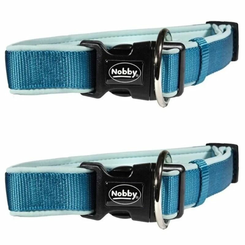 Nobby Ошейник для собак Classic, нейлон, голубой/голубой, длина 40-55 см, ширина 20-25 мм, 2шт