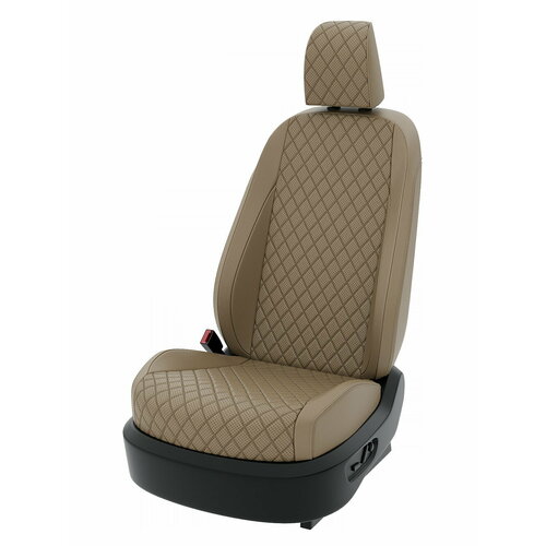 Чехлы на сиденья Шевроле Круз 2009-2015 Центр Авточехлов 2 строчки Экокожа с ромбом Темно-Бежевый Темно-Бежевый CNTRA1542F-С2-613
