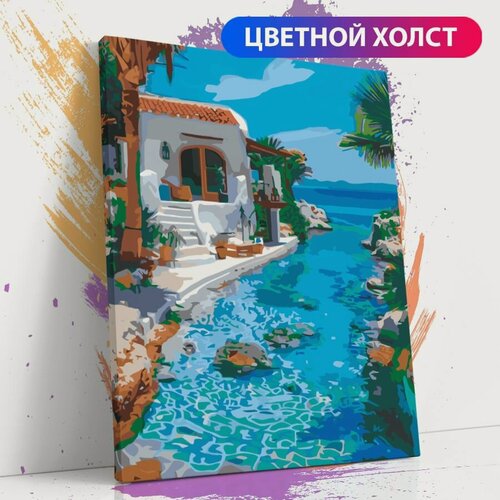 Изображение товара Картина по номерам на холсте с подрамником, "Греция. Море. Лето. Живописный вид ", 40х50 см