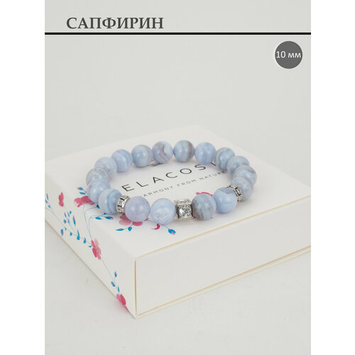 Браслет DELACOSTA, халцедон, 1 шт., размер 15 см, размер XS, голубой