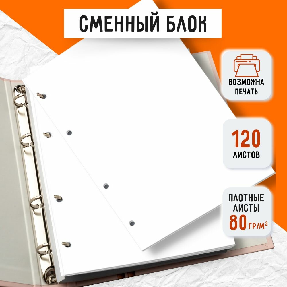 Cменный блок для тетради ArtGifts на кольцах А5 120 листов