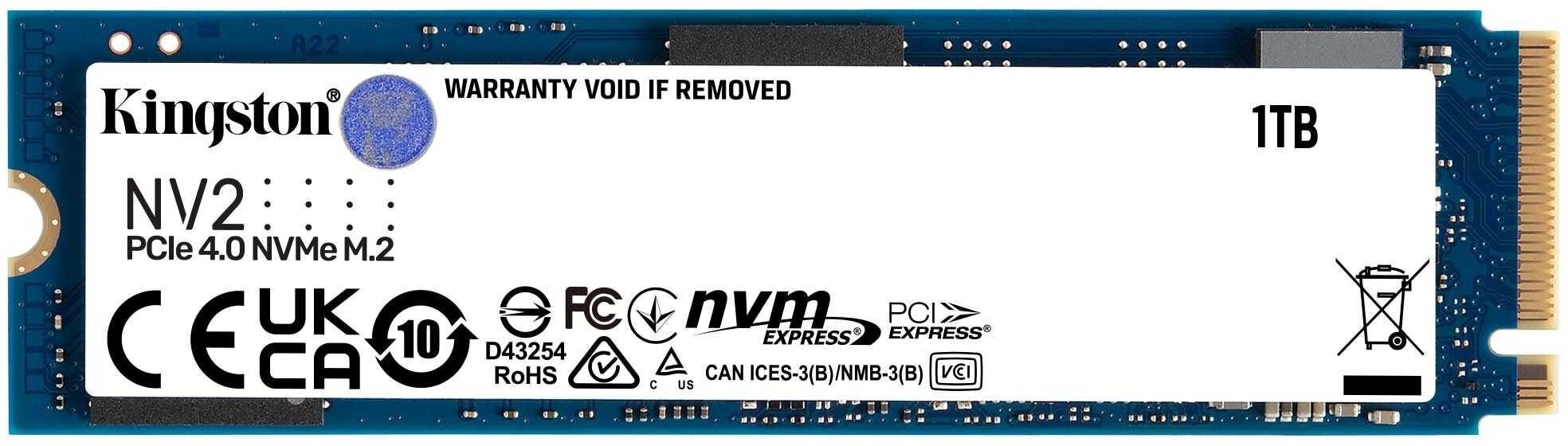 Накопитель SSD Kingston PCI-E 4.0 x4 1Tb SNV2S1000G NV2 M.2 2280