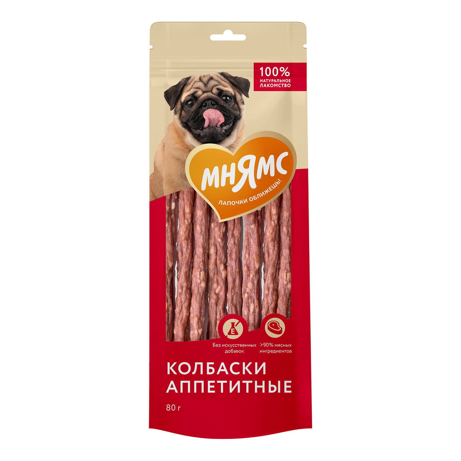 Лакомство Мнямс "Колбаски Аппетитные", для собак, говядина и курица, 80 гр