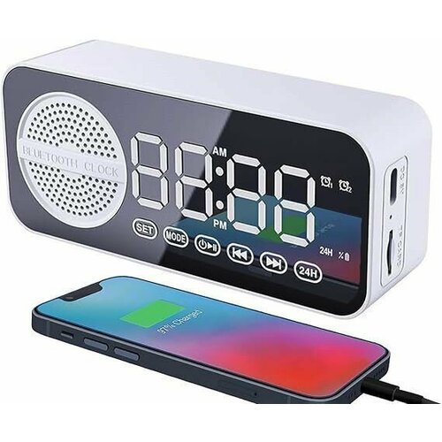 Электронные часы с двумя будильниками и FM-радио возможностью подключения карты памяти или системы Bluetooth 970₽