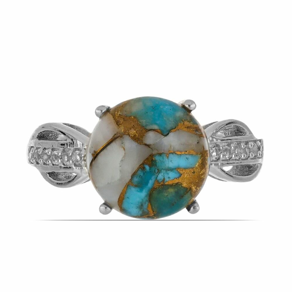 Кольцо Ювелирия серебро 925 проба родирование бирюза топаз размер 22 оранжевый бирюзовый белый