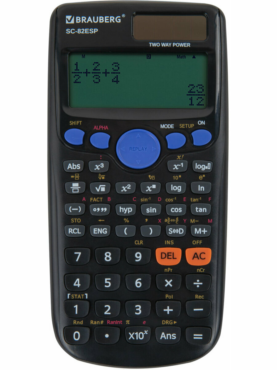 Калькулятор инженерный Brauberg Sc-82esp (165х84 мм), 252 функции, 10+2 разрядов, двойное питание, 271723 — фото 1