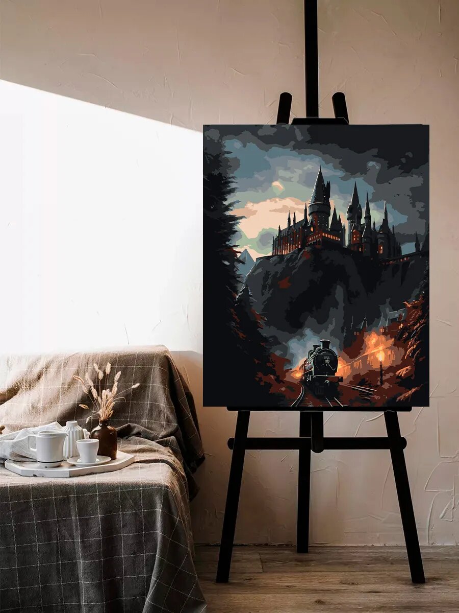 Картина по номерам Гарри Поттер Нogwarts Эстетика Поезд