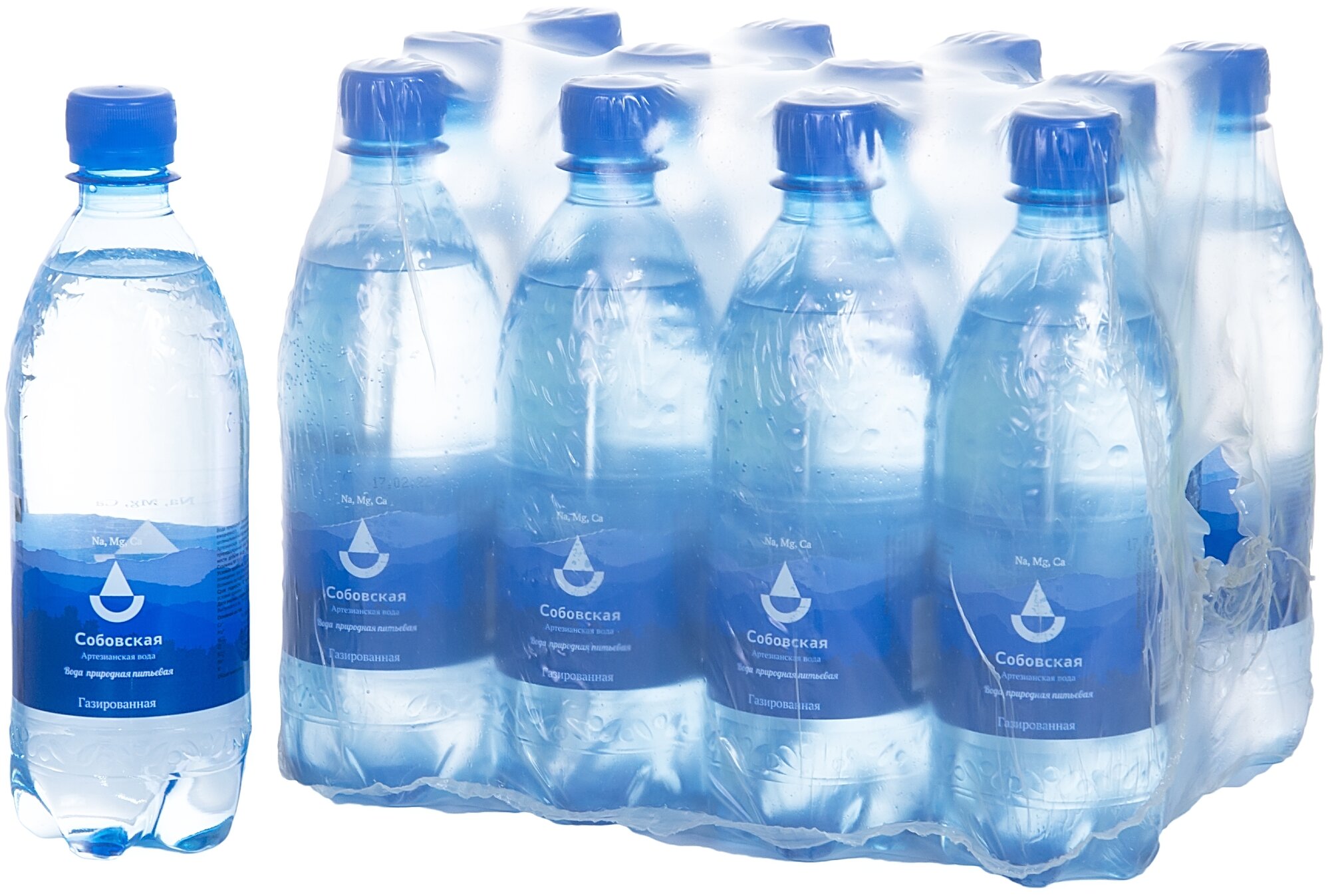 Вода природная питьевая собовская газированная 0,5л - 12 шт.