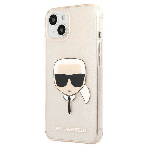 фото Karl lagerfed чехол karl lagerfeld tpu glitters karl's head hard для iphone 13, золотой