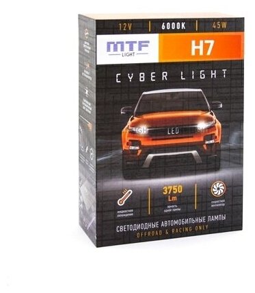 Светодиодные лампы MTF light Cyber Light Can Bus H7 3750 Lm 6000K (2 лампы)