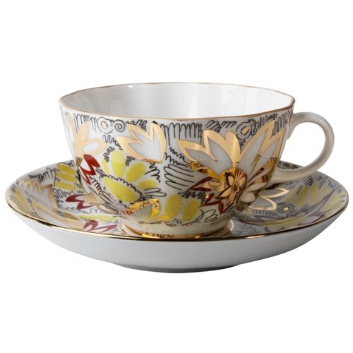 Чайная пара Императорский фарфоровый завод Золотые ромашки, форма Тюльпан, 2 предм.