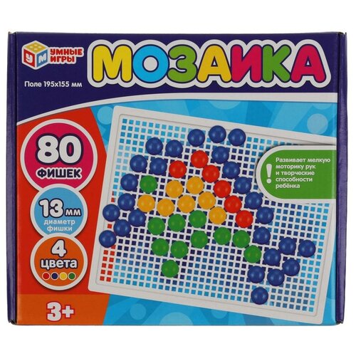 Купить Мозаика Умные игры 80 фишек, 4 цвета (4630115527459), Мозаики и калейдоскопы