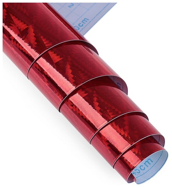 Плёнка самоклеящаяся "Ромбы", голография, красная, 0.45 х 3 м, 3 мкм - фотография № 4