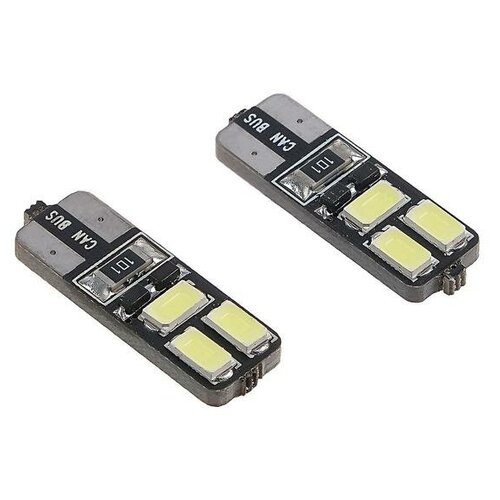 Автолампа светодиодная TORSO T10 W5W, 12 В, 6 SMD-5630, 3 Вт, с обманкой, набор 2 шт