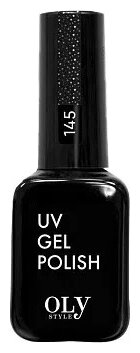 Гель-лак для ногтей Oly Style UV Gel Polish DARK SHINE т.145 Мерцающий черный 10 мл