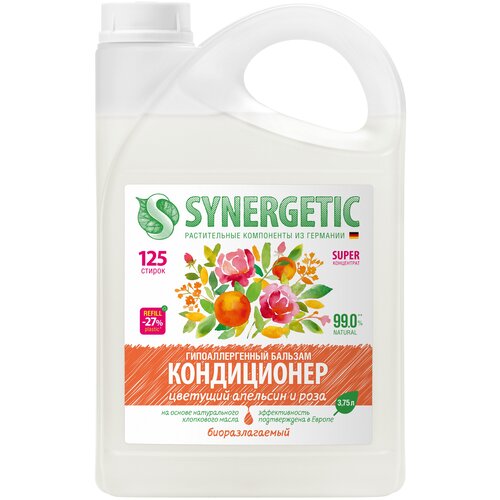 фото Бальзам для стирки synergetic цветущий апельсин и роза, 0.75 л, бутылка