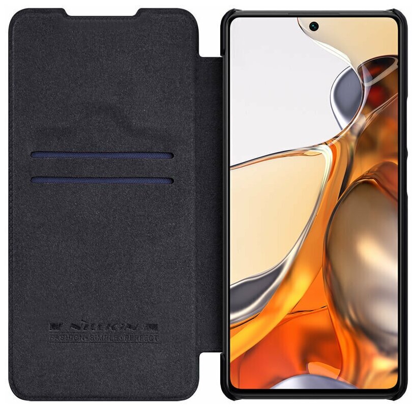Кожаный чехол-книжка Nillkin Leather Qin для Xiaomi Mi 11T (Pro) черный