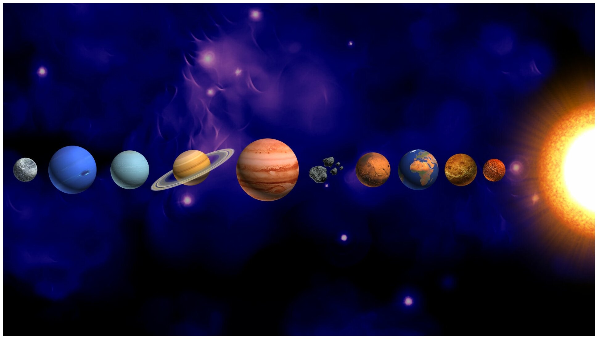 Плакат космос/солнечная система/плакат с планетами/60х37см.