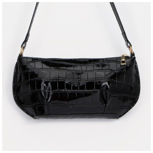 фото Сумка багет сима-ленд, фактура под рептилию, черный, желтый сима-лэнд