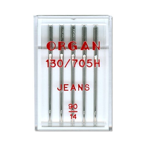 фото Иглы для бытовых швейных машин "organ needles" (для джинсы), №100, 5 штук, арт. 130/705h