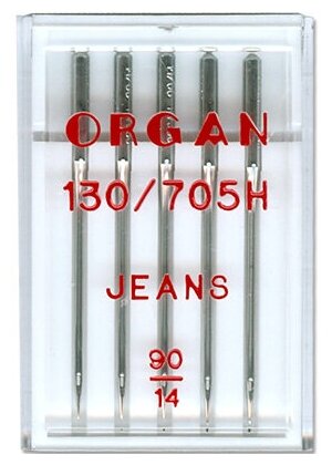 Иглы для швейной машины ORGAN для джинсы, 5 шт, в пенале, №100