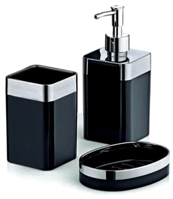 Набор аксессуаров для ванной набор туалетных принадлежностей для ванной комнаты мыльница дозатор стакан для зубных щёток чёрный