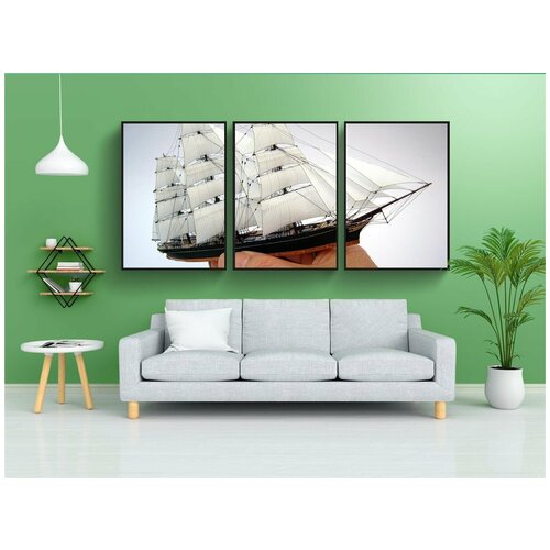 фото Набор модулных постеров для интерьера "миниатюра, парусный спорт, судно" 60x90 см. в тубусе, без рамки lotsprints