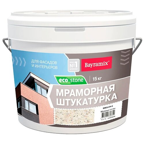 Декоративное покрытие Bayramix Мраморная штукатурка EcoStone 1-1.5 мм, 1.5 мм, 974, 15 кг декоративное покрытие bayramix мраморная штукатурка ecostone 1 1 5 мм 970 15 кг