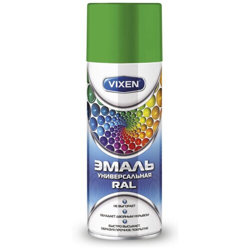 Эмаль Vixen универсальная, RAL 6018 светло-зеленый, глянцевая, 520 мл, 1 шт.
