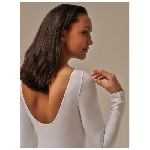 Боди MY, размер 50/XL, белый боди женское эластичное с длинным рукавом с открытой спиной