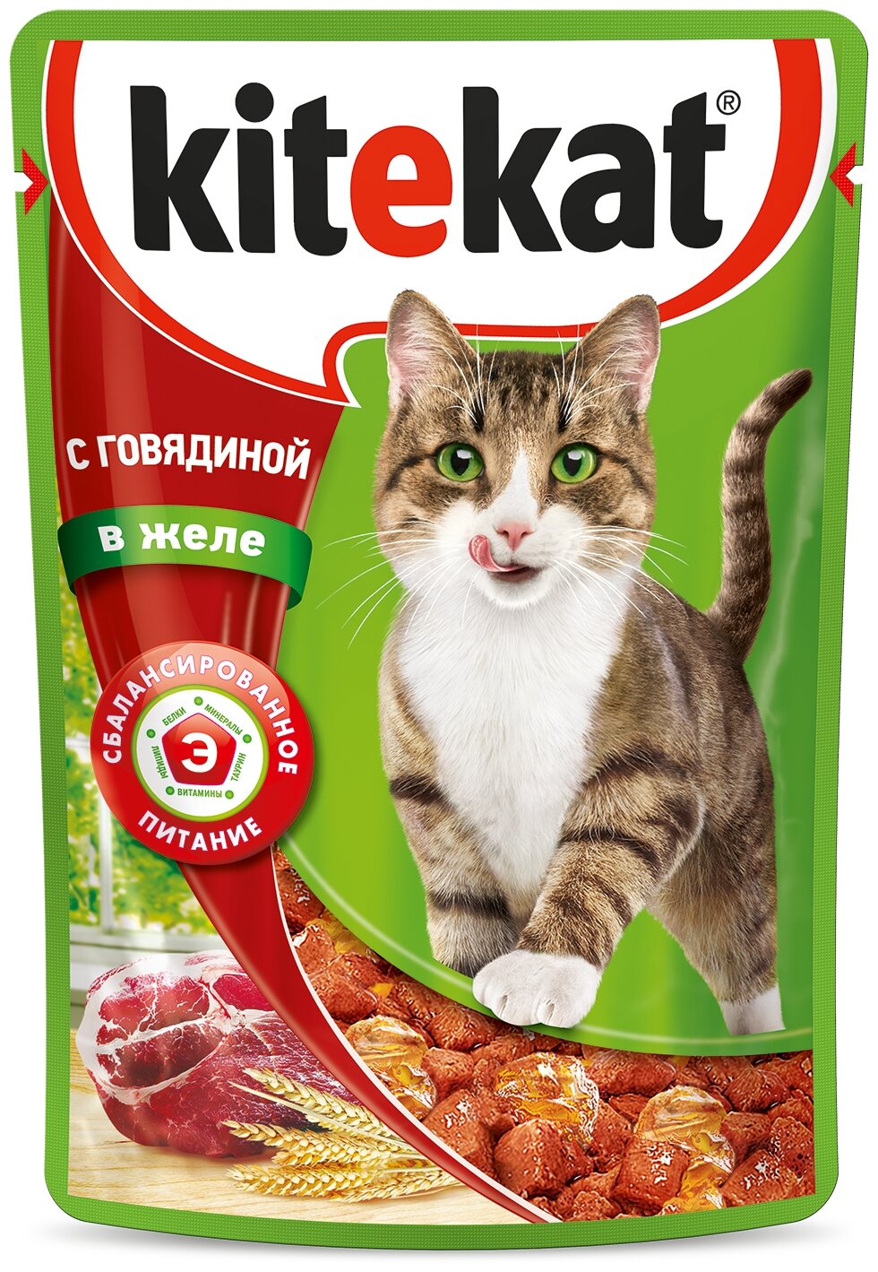 Влажный корм для кошек Kitekat пауч Говядина в Желе - фотография № 3