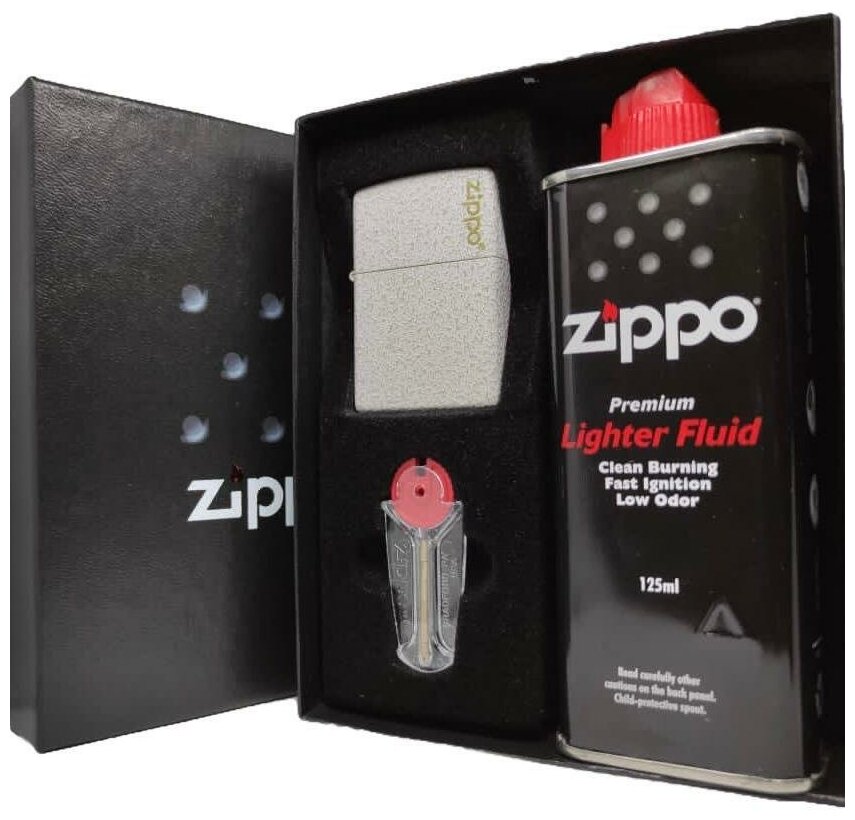 Подарочный набор ZIPPO ( Зажигалка ZIPPO 49181ZL Classic, бежевая, матовая с покрытием Mercury Glass + кремни + топливо, 125 мл ) - фотография № 12