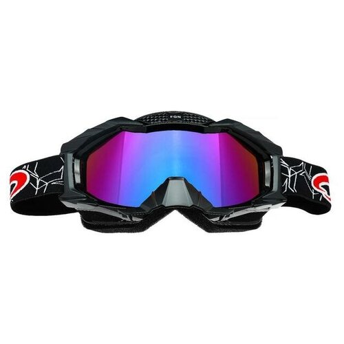 фото Очки-маска для езды на мототехнике, стекло синий-хамелеон, цвет черный-красный, ом-4 mikimarket